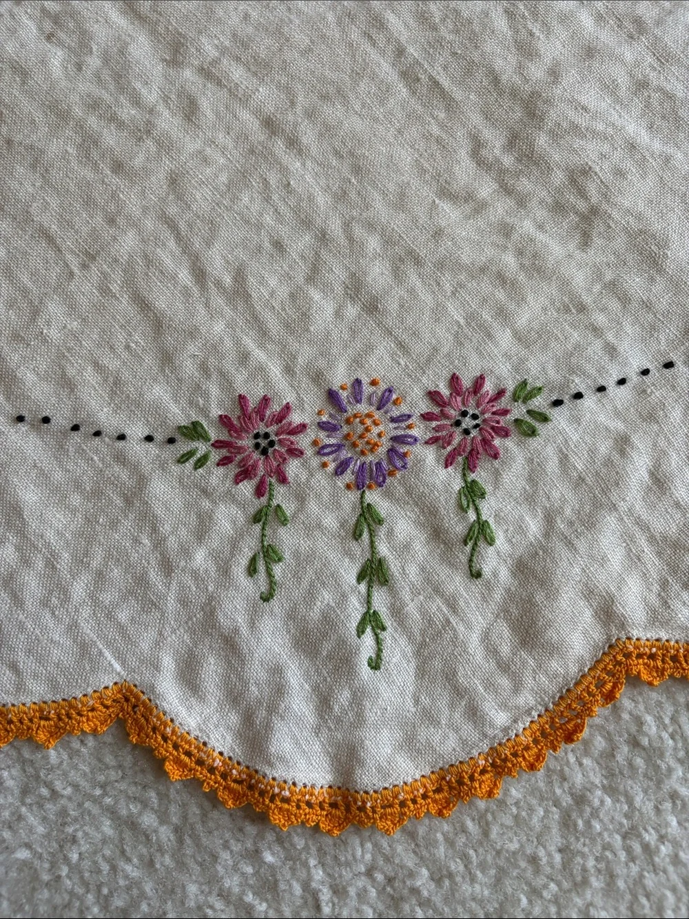 Vintage Embroidered Table Linen